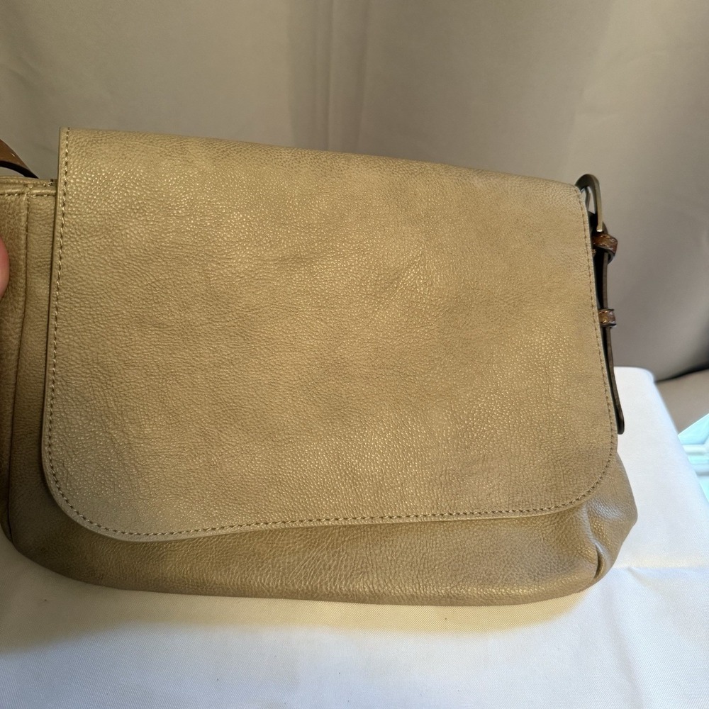 Joy Susan Began Leather Front Flap Light Brown Crossbody Bag Purse Handbag